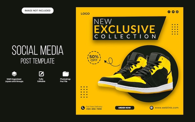 PSD collezione esclusiva moda scarpe social media instagram post design modello