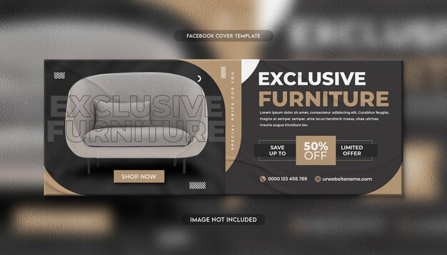 PSD exclusive furniture sale banner or facebook cover banner template