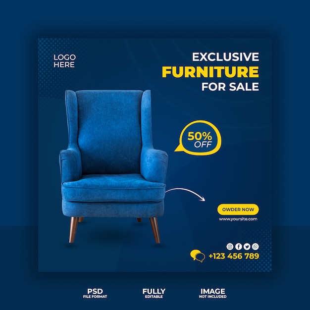 Exclusive furniture sale social media banner template