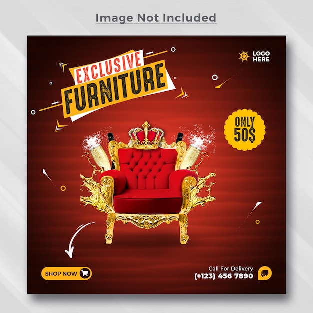 Exclusive furniture social media post or square banner template