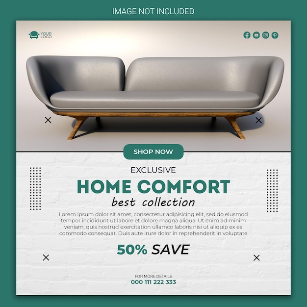 PSD exclusive furniture social media post template design