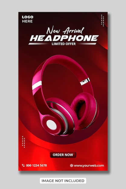 PSD exclusive headphone social media facebook and instagram story template