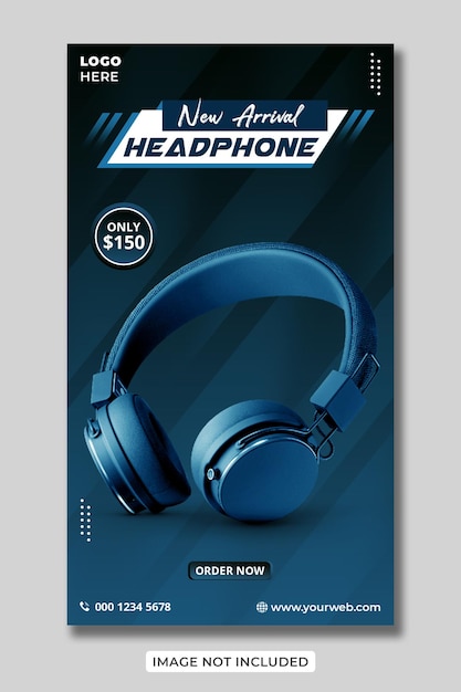 Exclusive headphone social media facebook and instagram story template