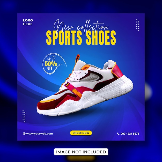 PSD esclusiva collezione di scarpe sportive design creativo per banner per social media o volantino quadrato