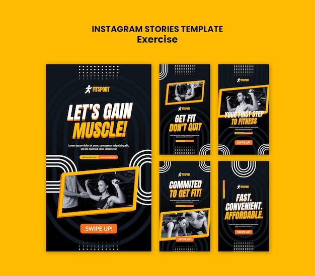 PSD exercise instagram stories template