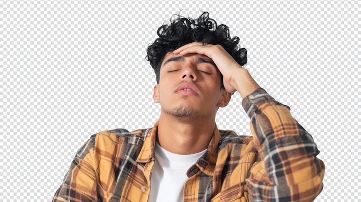 PSD exhausted young hispanic man rubbing his eyes after a long day