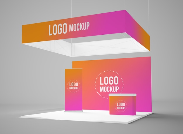 Exhibition booth 3D Mockup isolated