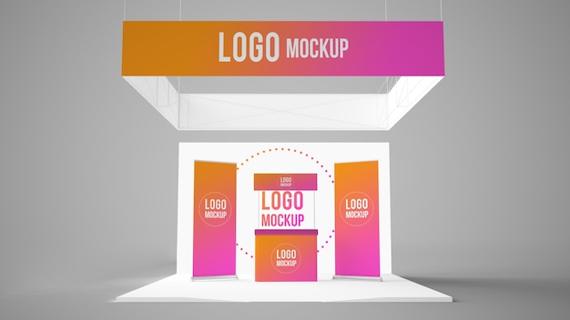 PSD exhibition booth 3d mockup isolated