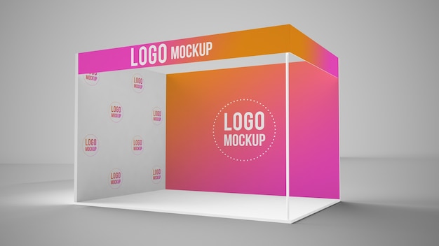 PSD exhibition booth 3d mockup isolated