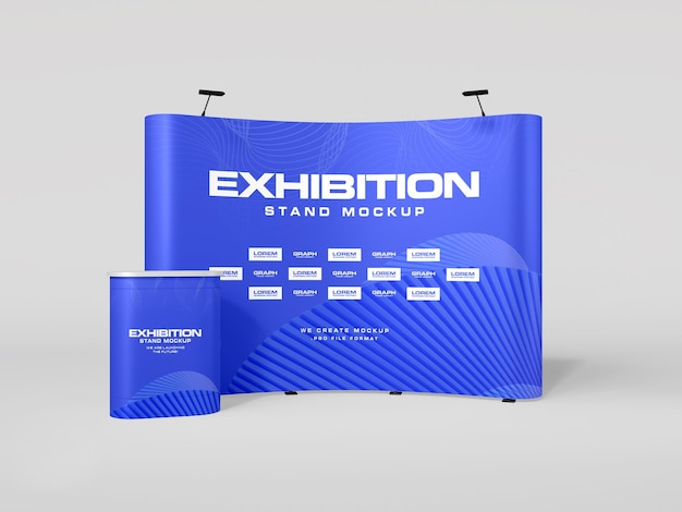 PSD exhibition display stand mockup isolated