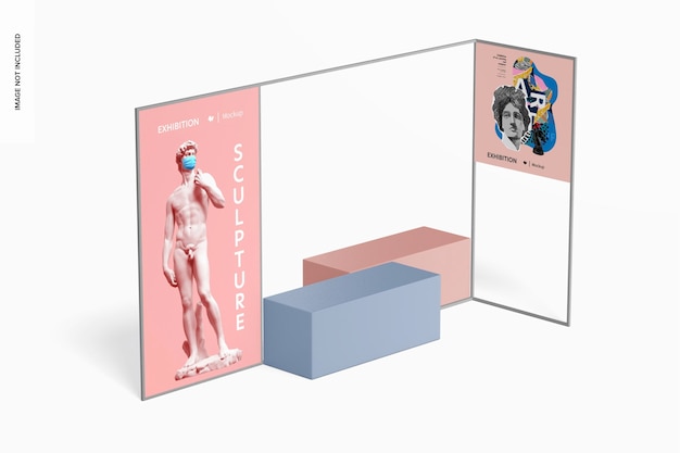 PSD exhibition display stand mockup, perspective