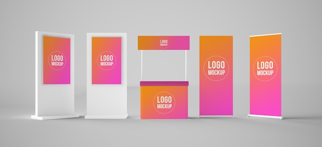 PSD exhibition elements mockup isolated