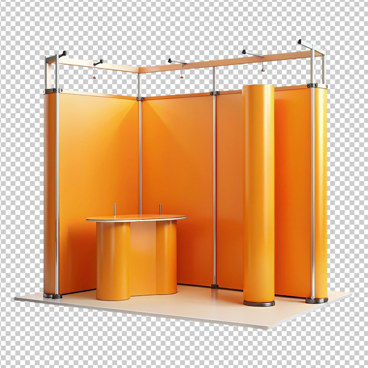 PSD exhibition expo display stand orange on transparent background
