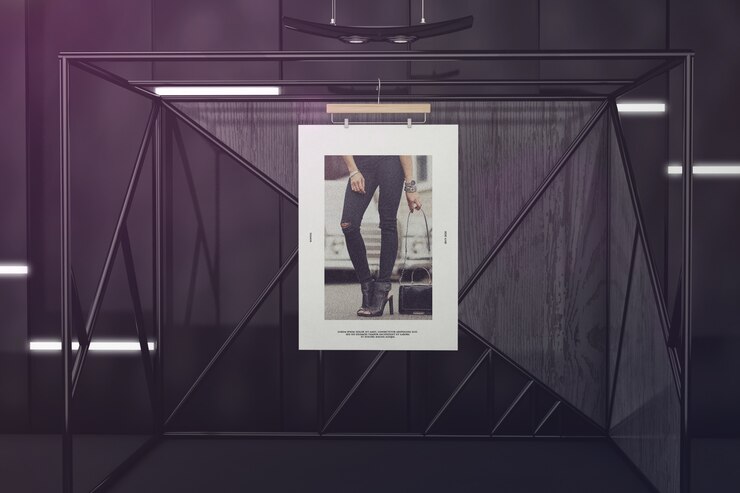 PSD exhibition poster framework mockup