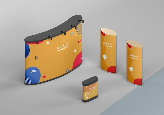 PSD exhibition stand mock-up arrangement