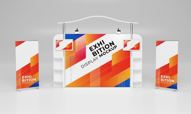 PSD exhibition stand mock-up arrangement