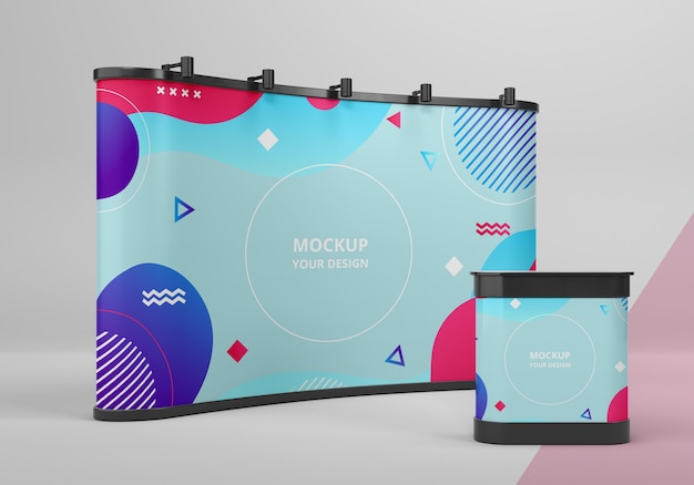 PSD exhibition stand mock-up composition