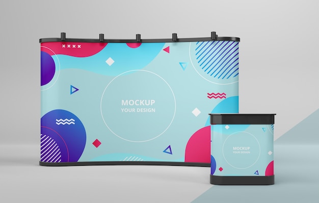 PSD composizione mock-up stand fieristico