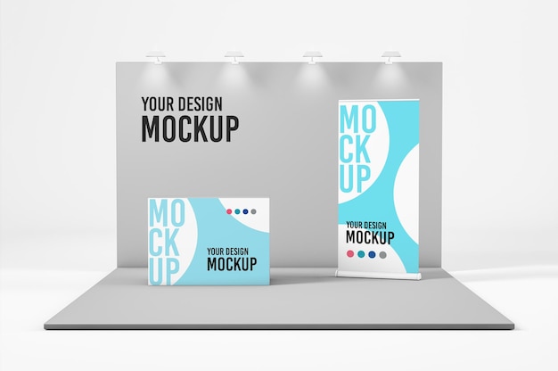 Mockup di stand fieristico in rendering 3d isolato