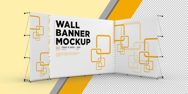 Exhibition Wall Banner Cloth Straight Display Walls Stand PSD Mockup with smart objects.