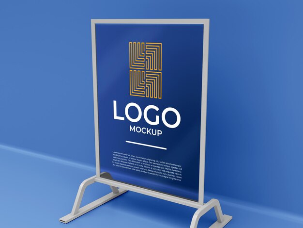 Exhibitor stand banner logo mockup 3d render