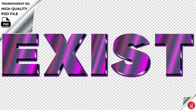 PSD exist typography purple light text metalic psd transparent