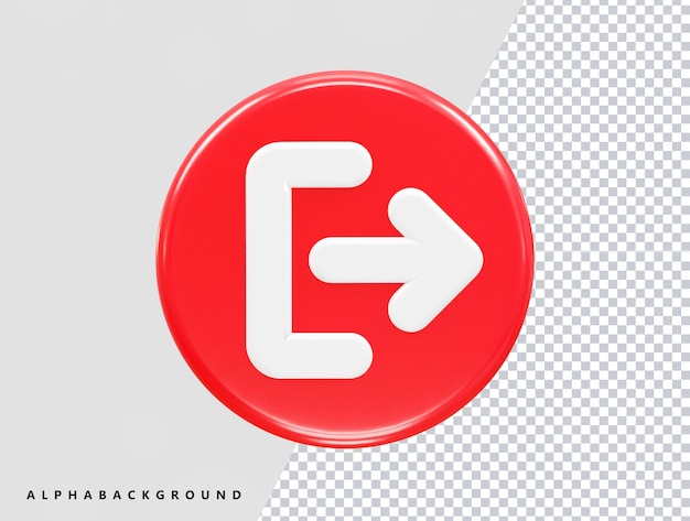 PSD exit icon logout 3d illustration rendering transparent