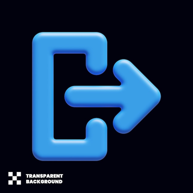 Exit Log Out Icon In Minimalist 3D Render