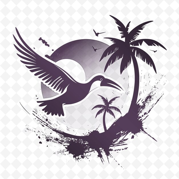 PSD exotic bird of paradise logo with decorati creative vector design of nature collection