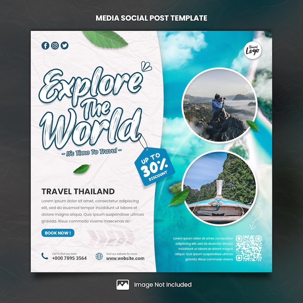 PSD exotic destinations media social post template