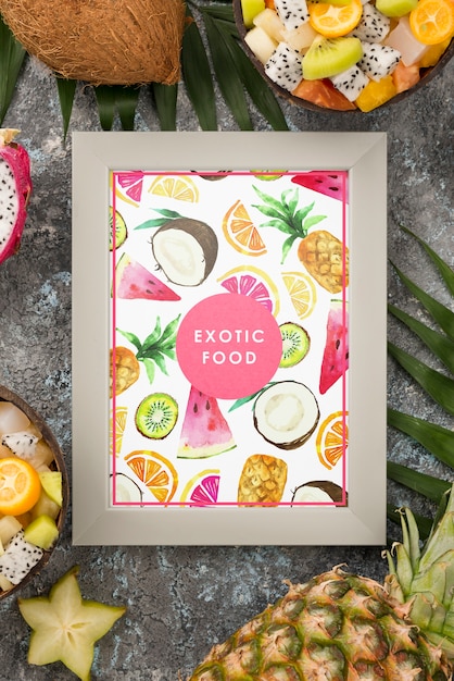 PSD exotic food concept with frame