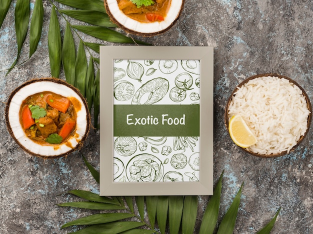 Exotic food frame with chicken curry