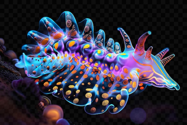 Exotic nudibranch with colorful gills and intricate patterns psd world ocean sea day scene animal