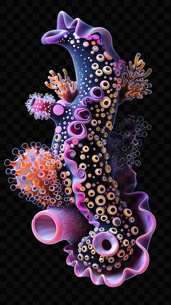 PSD exotic nudibranch with colorful sponges and sea cucumbers fo psd world ocean sea day scene animal