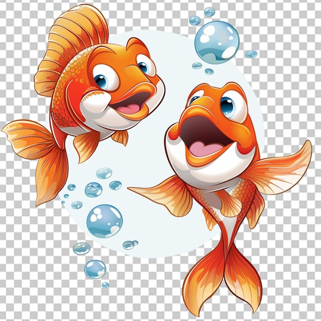 PSD exotische vis cartoon personage op doorzichtige achtergrond