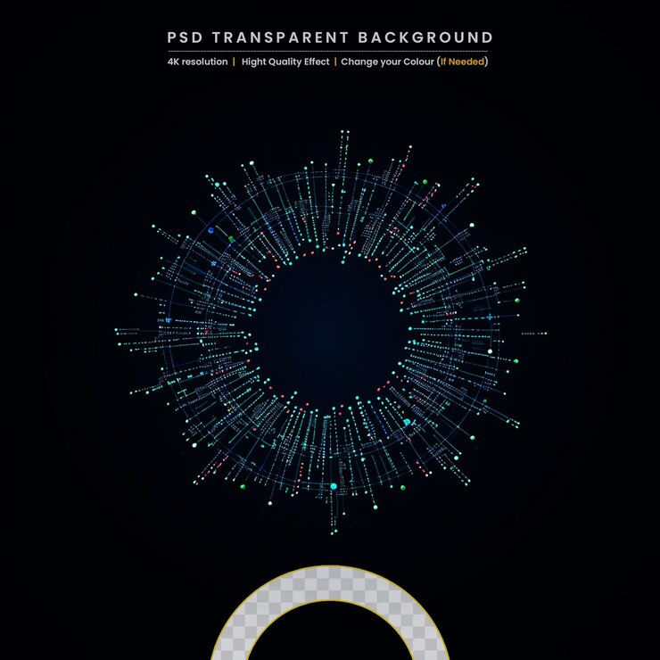PSD expansion connected line and dots on transparent background