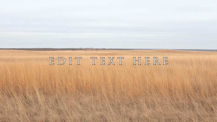 PSD expansive field of tall dry golden grass under a pale sky