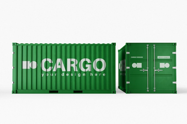 PSD mockup realistico per la consegna di container di grandi dimensioni per l'esportazione di spedizioni logistiche di spedizione