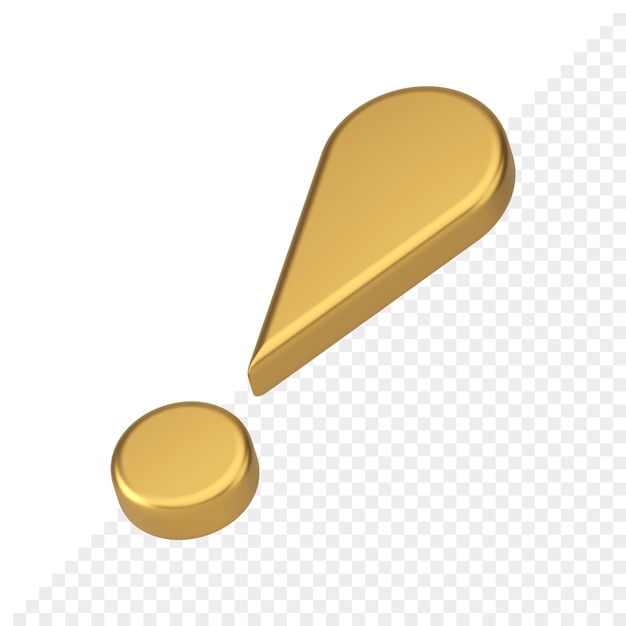 Expensive metallic golden exclamation mark priority insignia attention message isometric