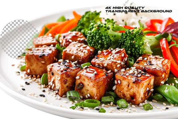 PSD experience the umami goodness of tofu coated in perfection on transparent background