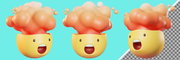 PSD 爆発する頭絵文字 3 d レンダリング 3 d イラストレーション