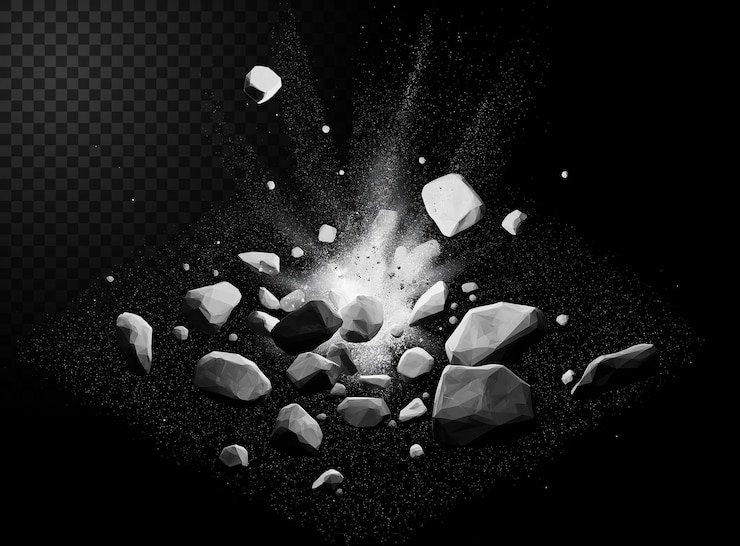 PSD exploding rock pile