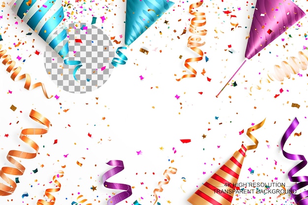 Cappello di compleanno a serpente di coni di confetti violetto esplosivo su uno sfondo piatto colorato