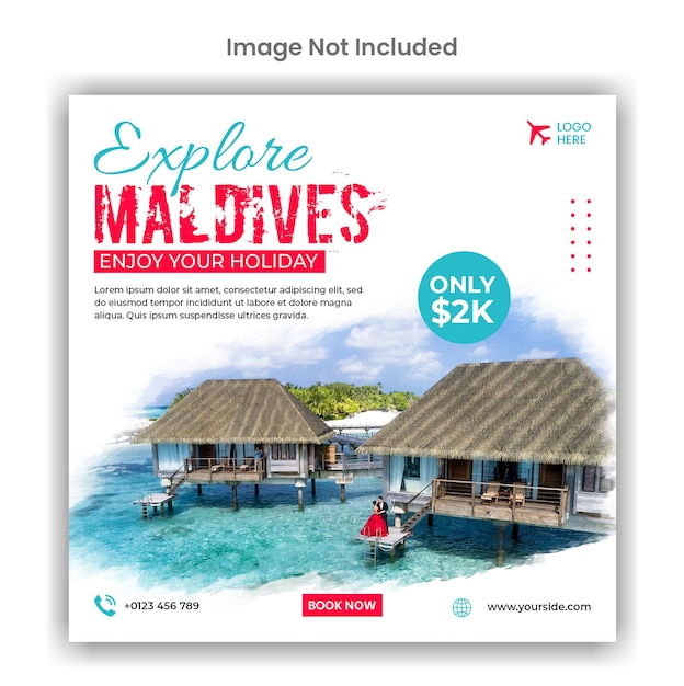 Explore Maldives travel agency social media or instagram post template design