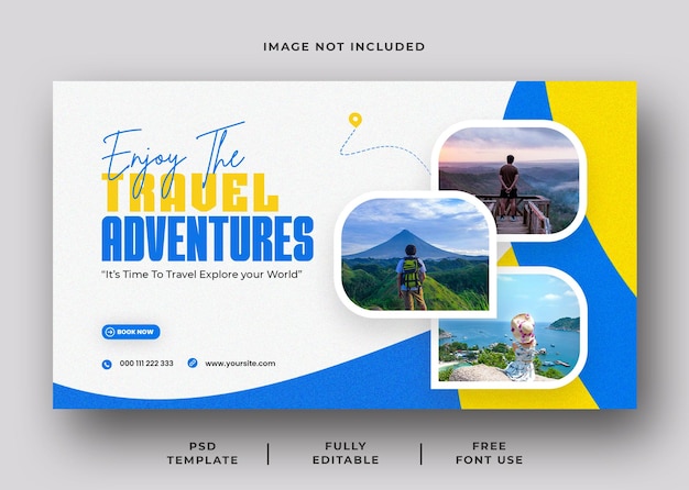 Explore The Travel Adventure ads promotional web banner template design