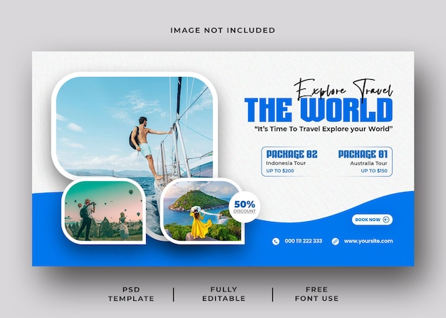 Explore Travel The World ads promotional web banner template