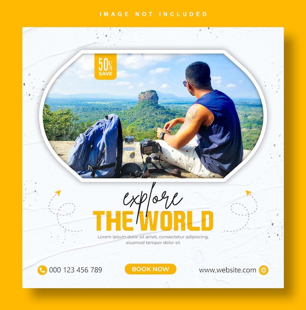 Explore world travel agency social media banner design