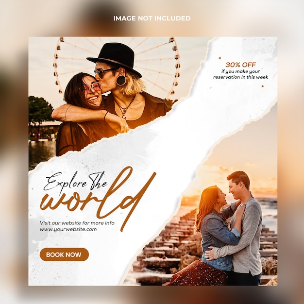 Explore world travel agency social media and banner template