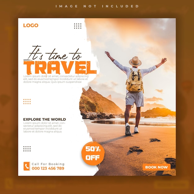 Explore world travel agency social media post banner template