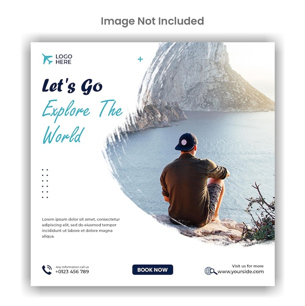 explore the world travel agency social media post template design
